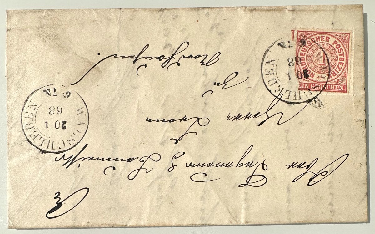 Antique North German Confederation Letter 1869 – Altenburg to Ronneburg – 1 Groschen