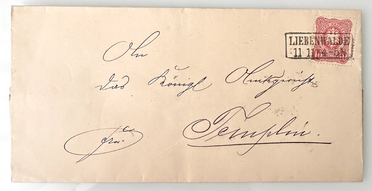 German Empire Cover 1898, 10 Pfennig Reichspost, Liebenau to Templin Court