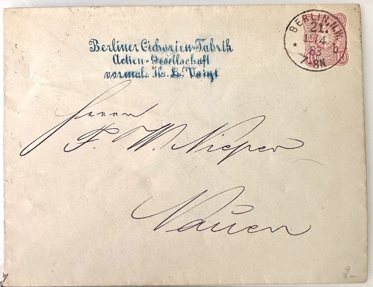 German Empire Cover 1895, 10 Pfennig Reichspost, Schleswig to Berlin W, H. Hallich