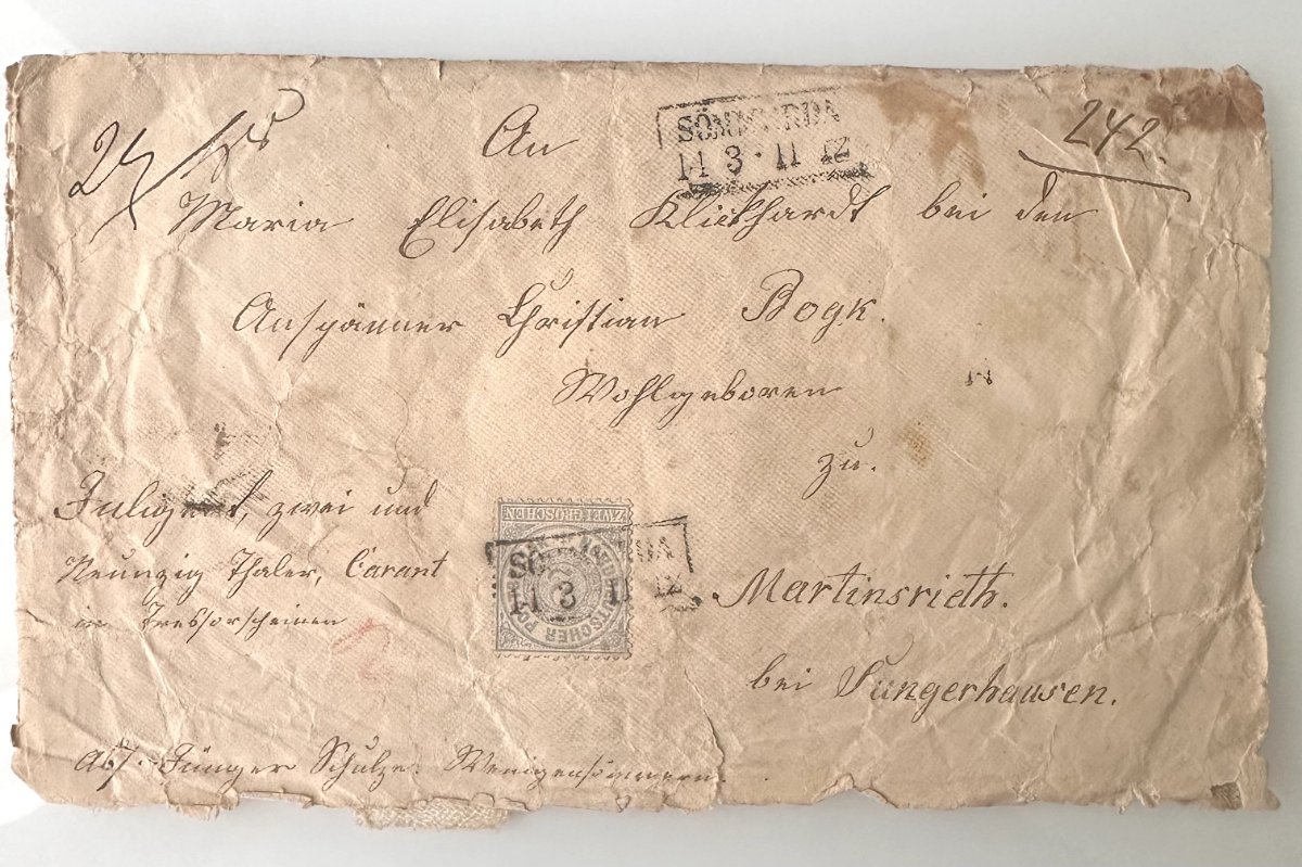 Altdeutschland Württemberg Brief 1862, 2 Groschen, Siegel, postal history