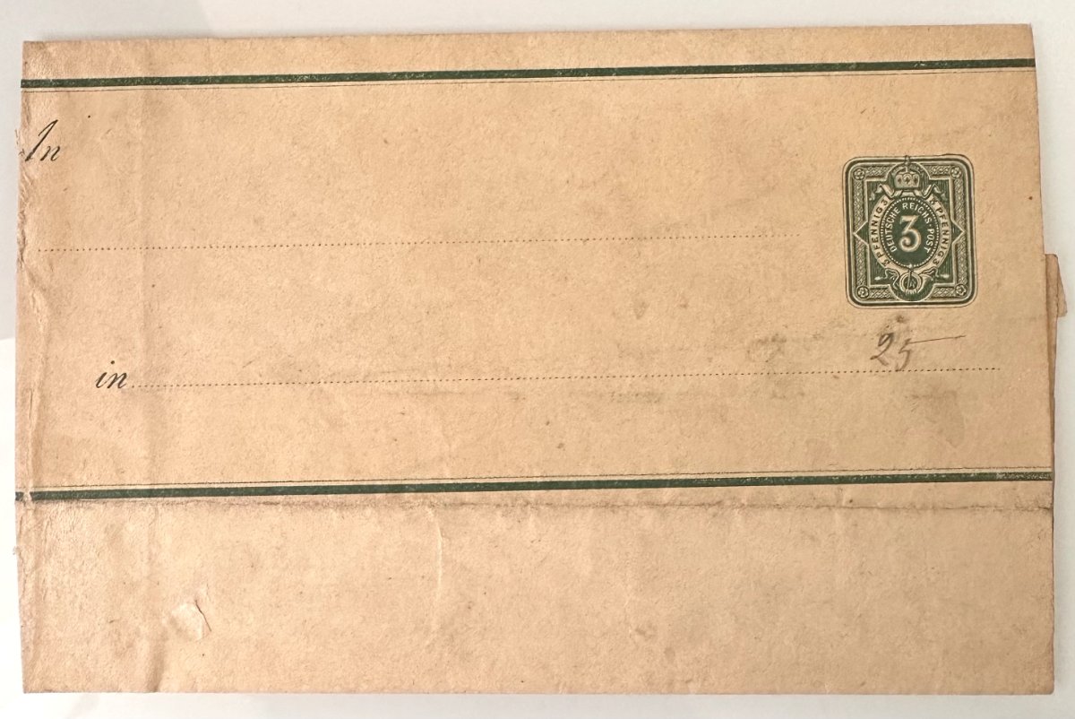 Unused German Empire Postal Stationery Envelope, 3 Pfennig Deutsche Reichspost, 1880–1890 Green