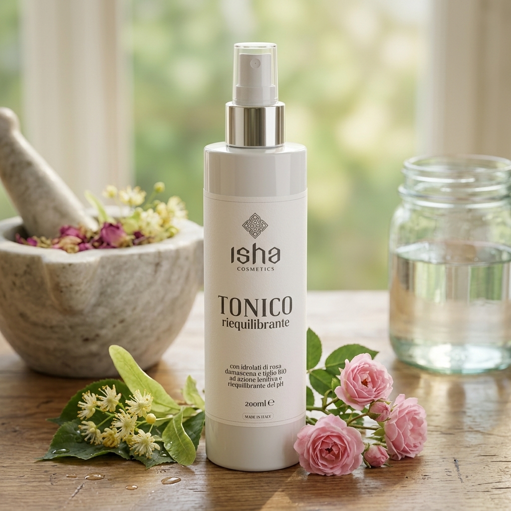 Tonic Reechilibrant Premium pentru Față Isha, 200ml – Cu Hidrolat de Trandafir și Tei 2