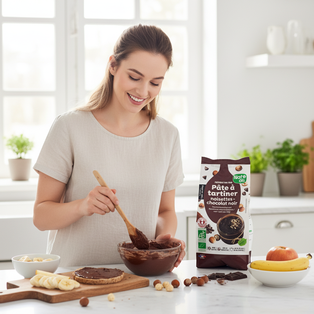 Mix pentru Cremă Tartinabilă Bio cu Alune de Pădure și Ciocolată Neagră Nat-ali, 170g 3