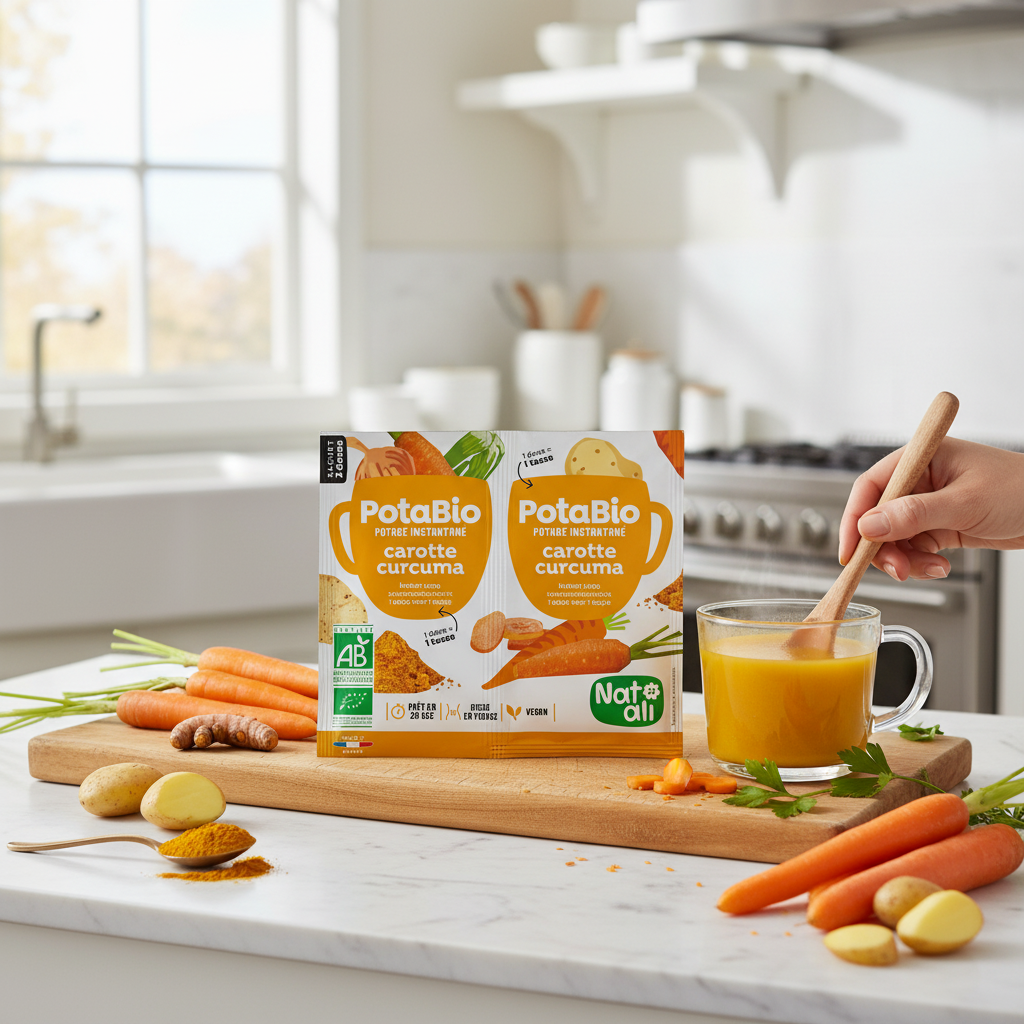 Supă Instant Bio cu Morcovi, Turmeric și Legume Nat-ali, 2 x 8.5g 2