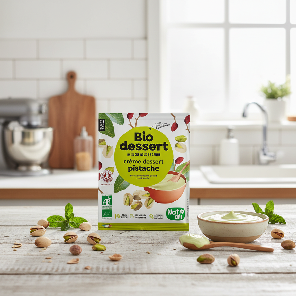 Desert Cremă cu Fistic Bio Nat-ali 60g – Răsfăț Vegan, Fără Gluten și Fără Zahăr Adăugat, Certificat Ecologic 2