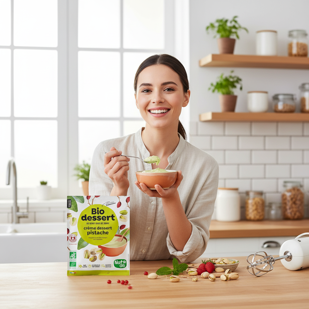 Desert Cremă cu Fistic Bio Nat-ali 60g – Răsfăț Vegan, Fără Gluten și Fără Zahăr Adăugat, Certificat Ecologic 3