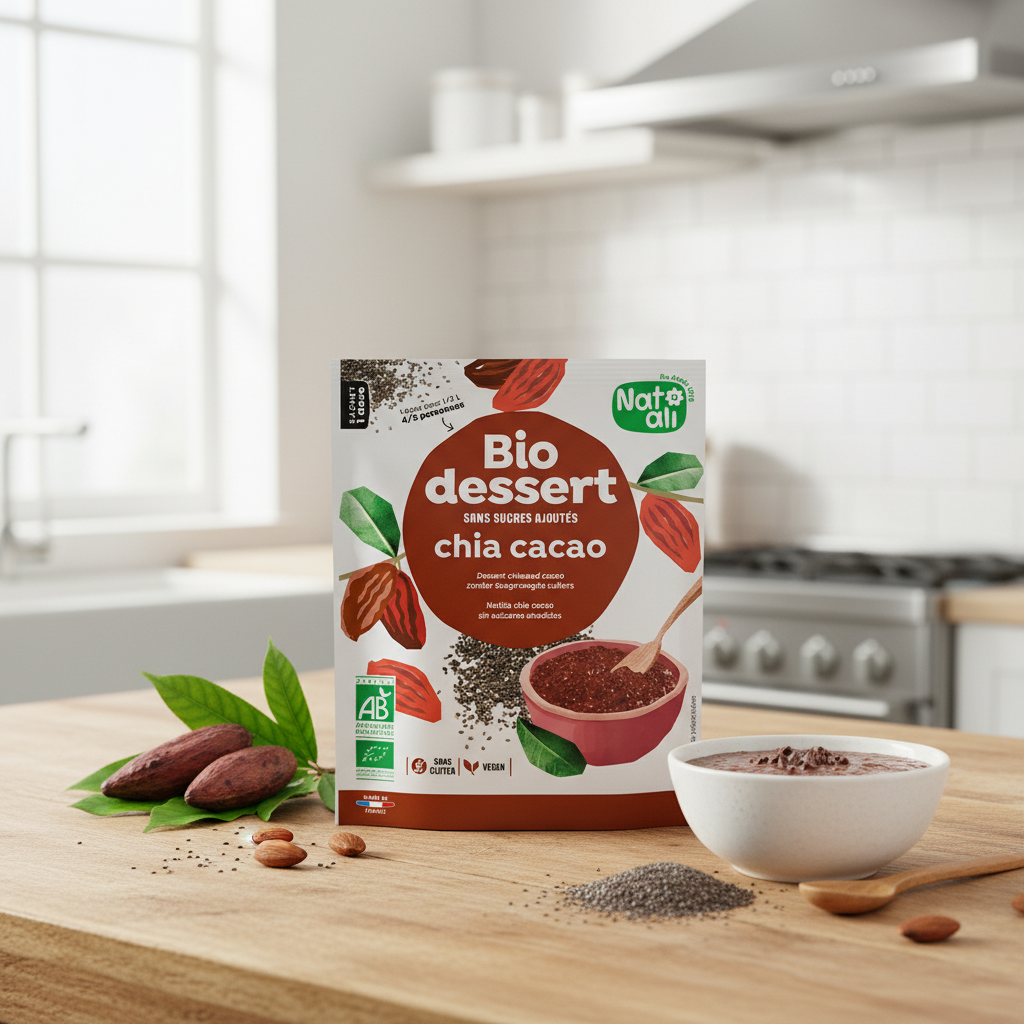 Desert Bio Instant cu Chia și Cacao Fără Zahăr Adăugat - Nat-ali 40g 2