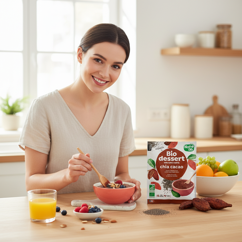 Desert Bio Instant cu Chia și Cacao Fără Zahăr Adăugat - Nat-ali 40g 3