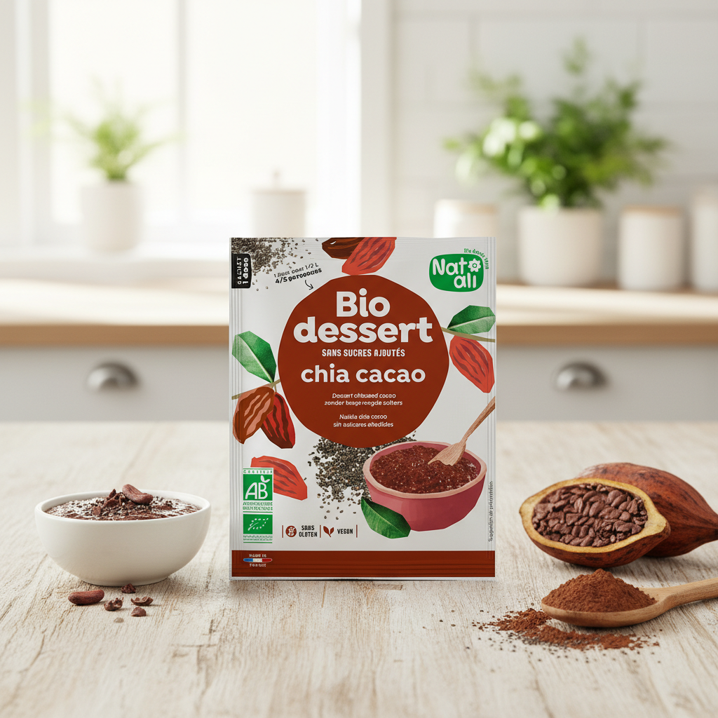 Desert Bio Instant cu Chia și Cacao Fără Zahăr Adăugat - Nat-ali 40g