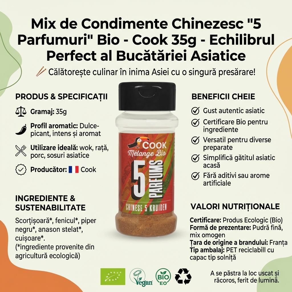 Mix de Condimente Chinezesc "5 Parfumuri" Bio - Cook 35g - Echilibrul Perfect al Bucătăriei Asiatice 4