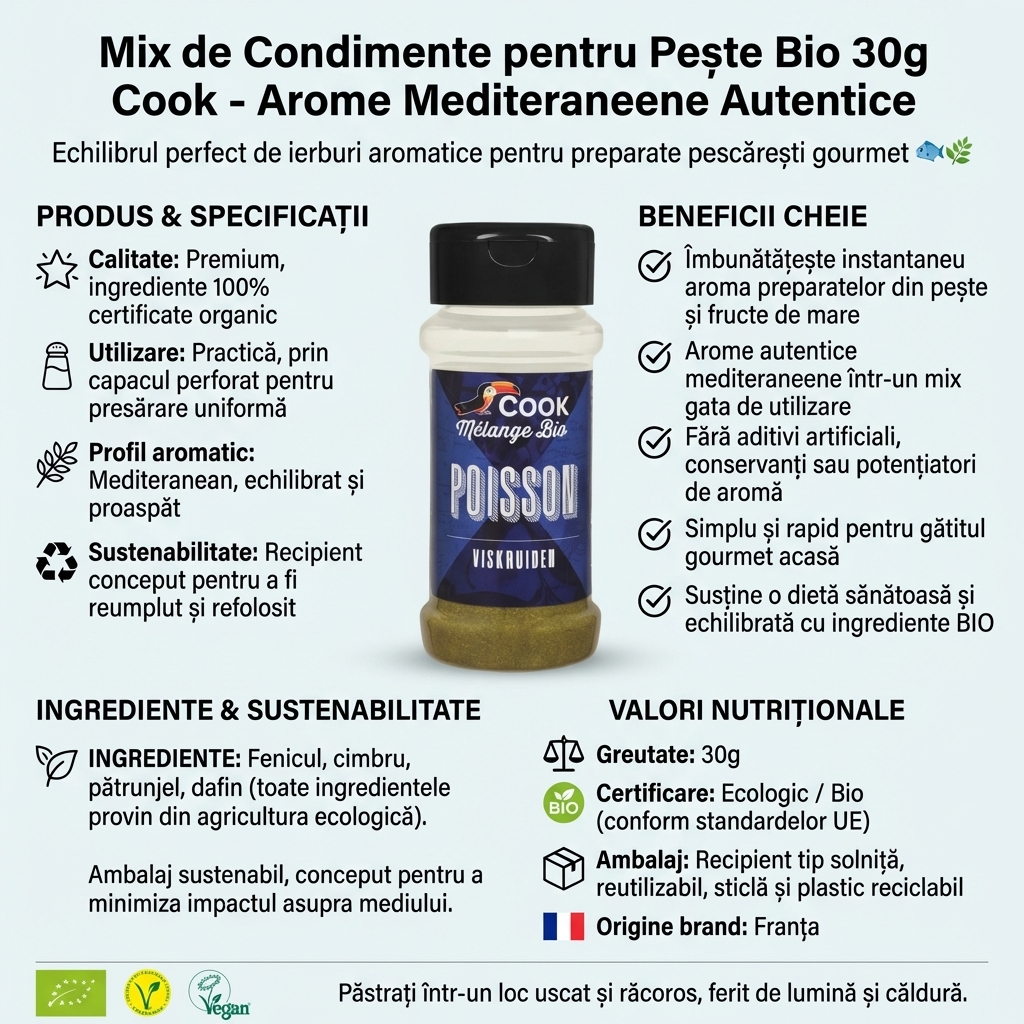 Mix de Condimente pentru Pește Bio 30g Cook - Arome Mediteraneene Autentice 4