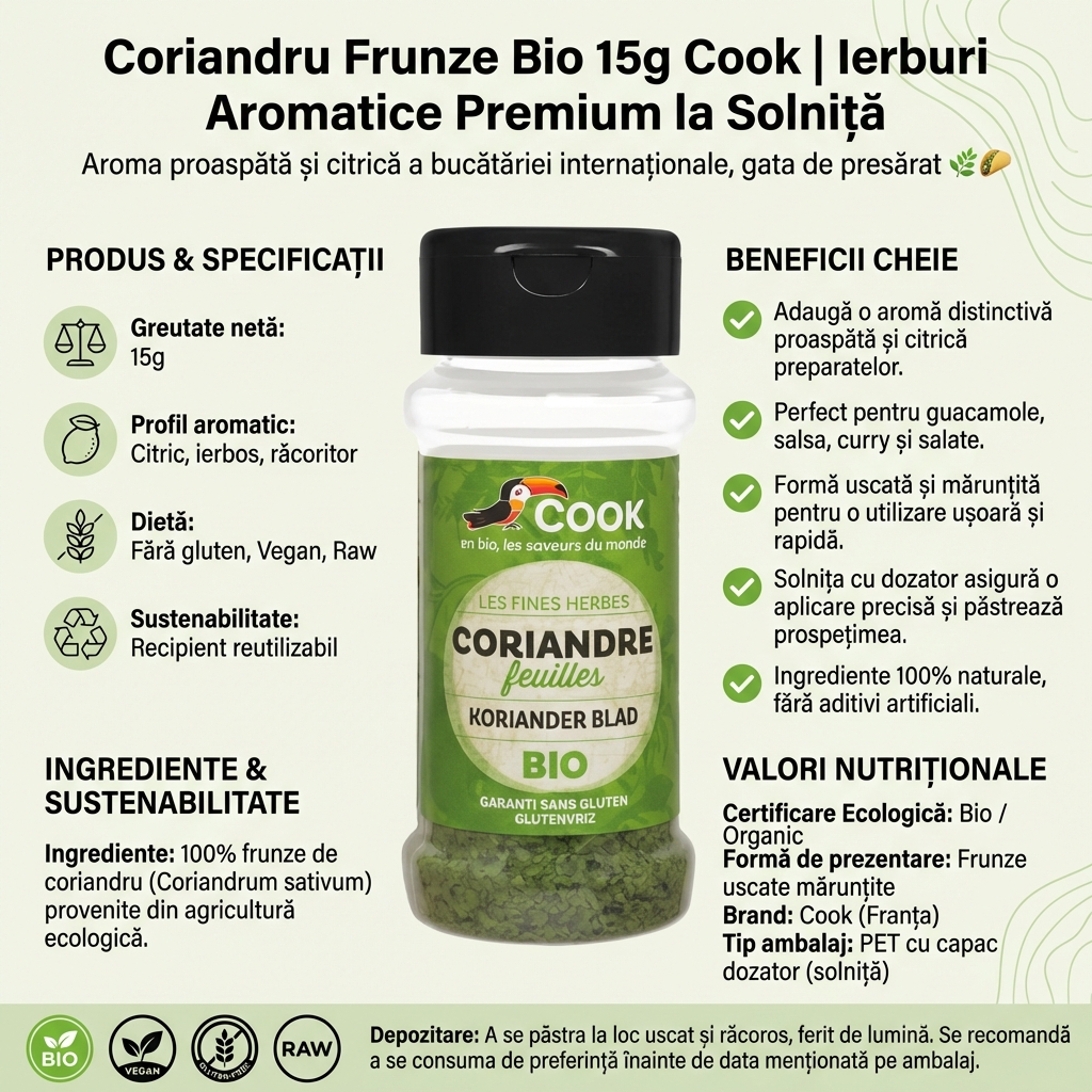 Coriandru Frunze Bio 15g Cook | Ierburi Aromatice Premium la Solniță 4