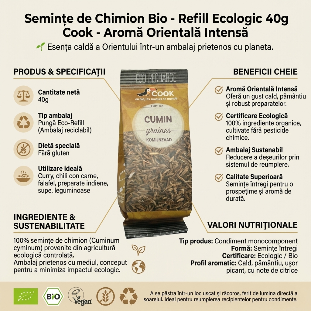 Semințe de Chimion Bio - Refill Ecologic 40g Cook - Aromă Orientală Intensă 4