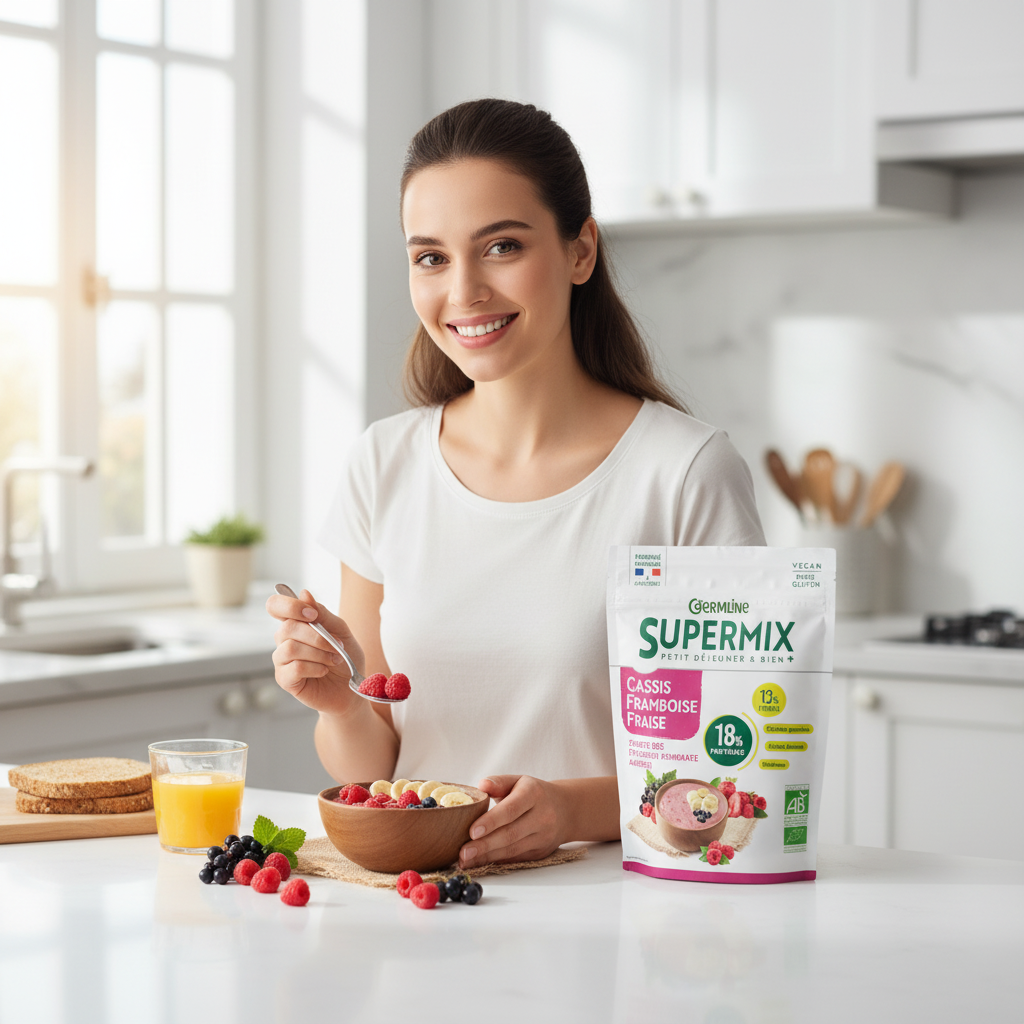 Supermix Bio pentru Mic Dejun cu Fructe de Pădure, Proteine și Cereale Germinate - Germline 350g 3