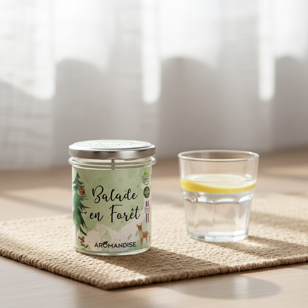 Lumânare Parfumată Naturală din Soia Aromandise: Pin și Eucalipt - "Plimbare în Pădure" (150g)
