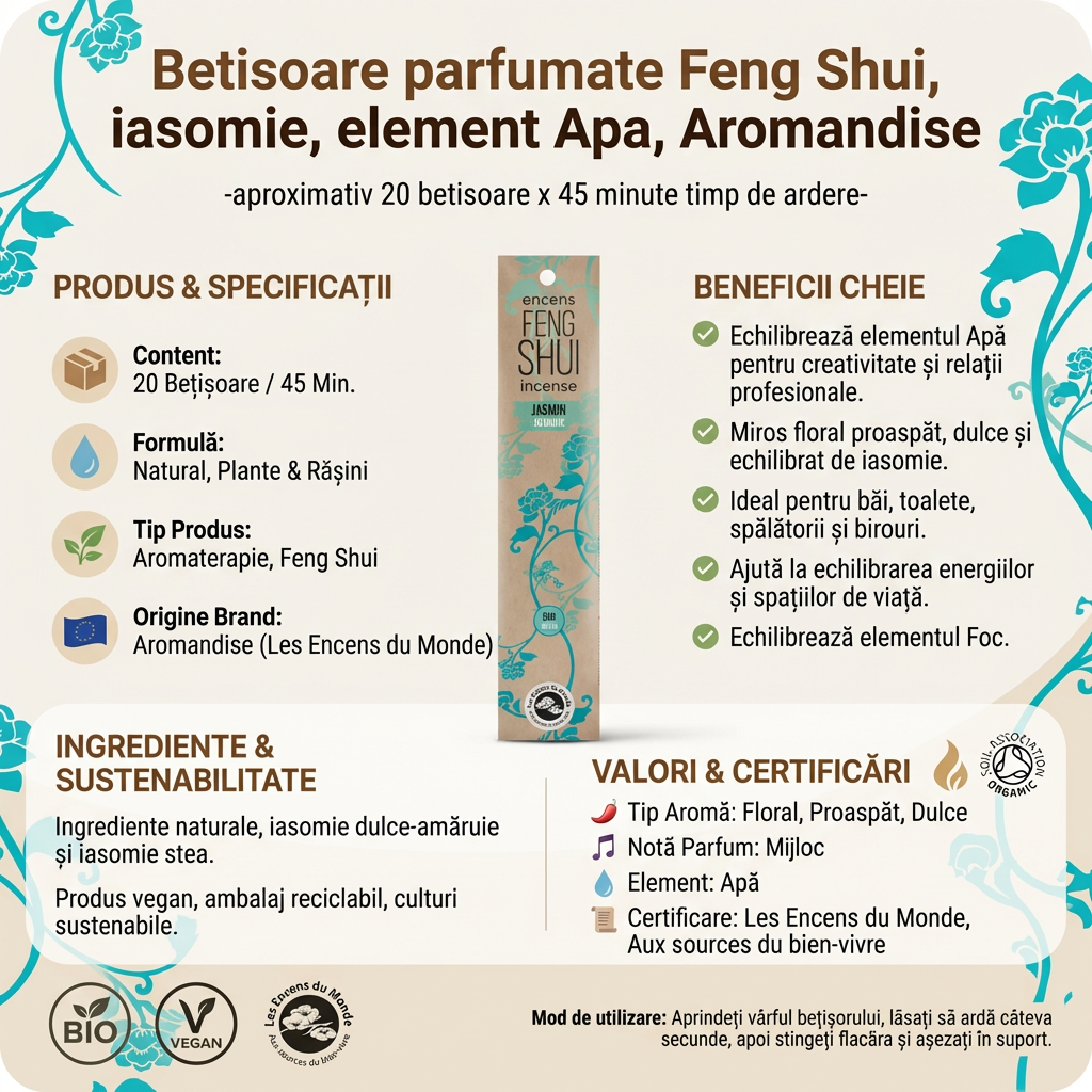 Bețișoare Parfumate Feng Shui Iasomie - Elementul Apă - Aromandise, 20 bucăți 4