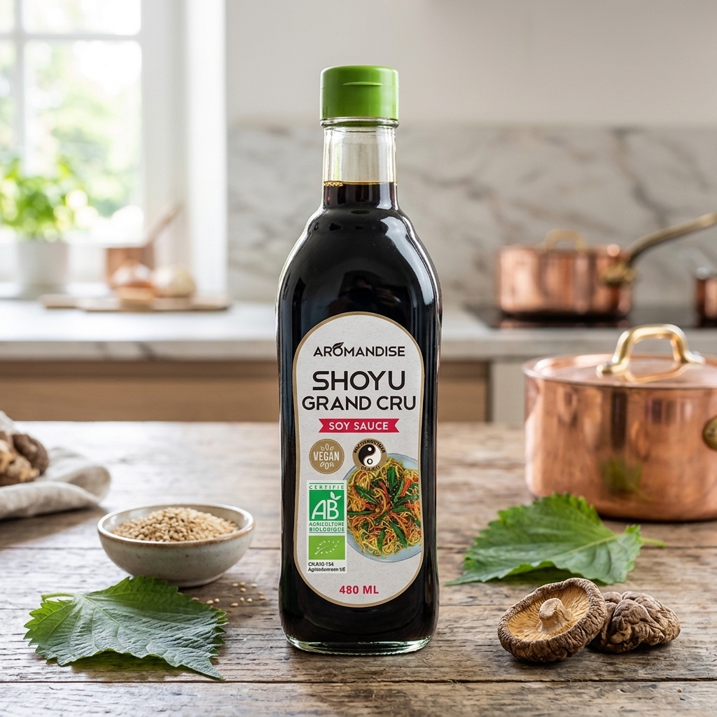 Sos de soia japonez Shoyu Grand Cru bio Aromandise 480ml – Fermentat natural după metodă tradițională