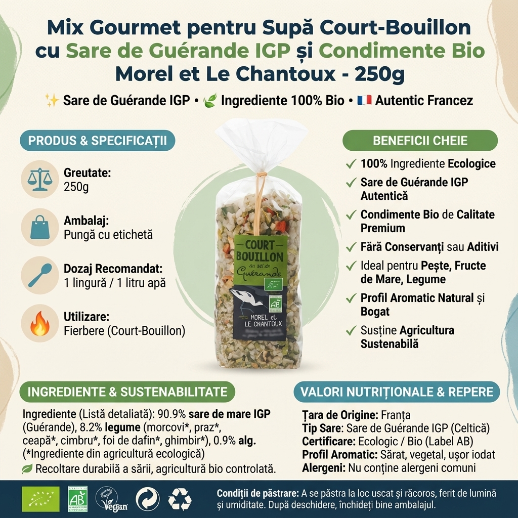 Mix Gourmet pentru Supă Court-Bouillon cu Sare de Guérande IGP și Condimente Bio Morel et Le Chantoux - 250g 4