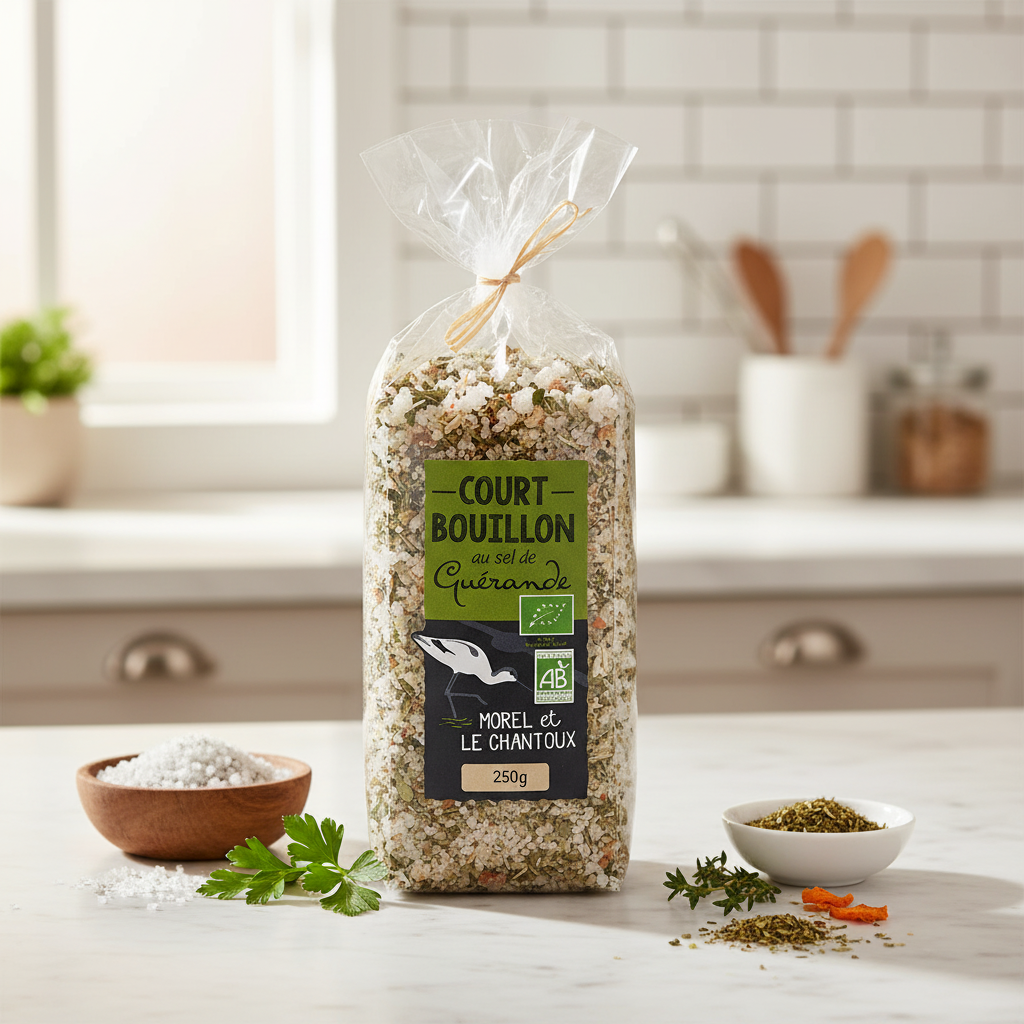 Mix Gourmet pentru Supă Court-Bouillon cu Sare de Guérande IGP și Condimente Bio Morel et Le Chantoux - 250g