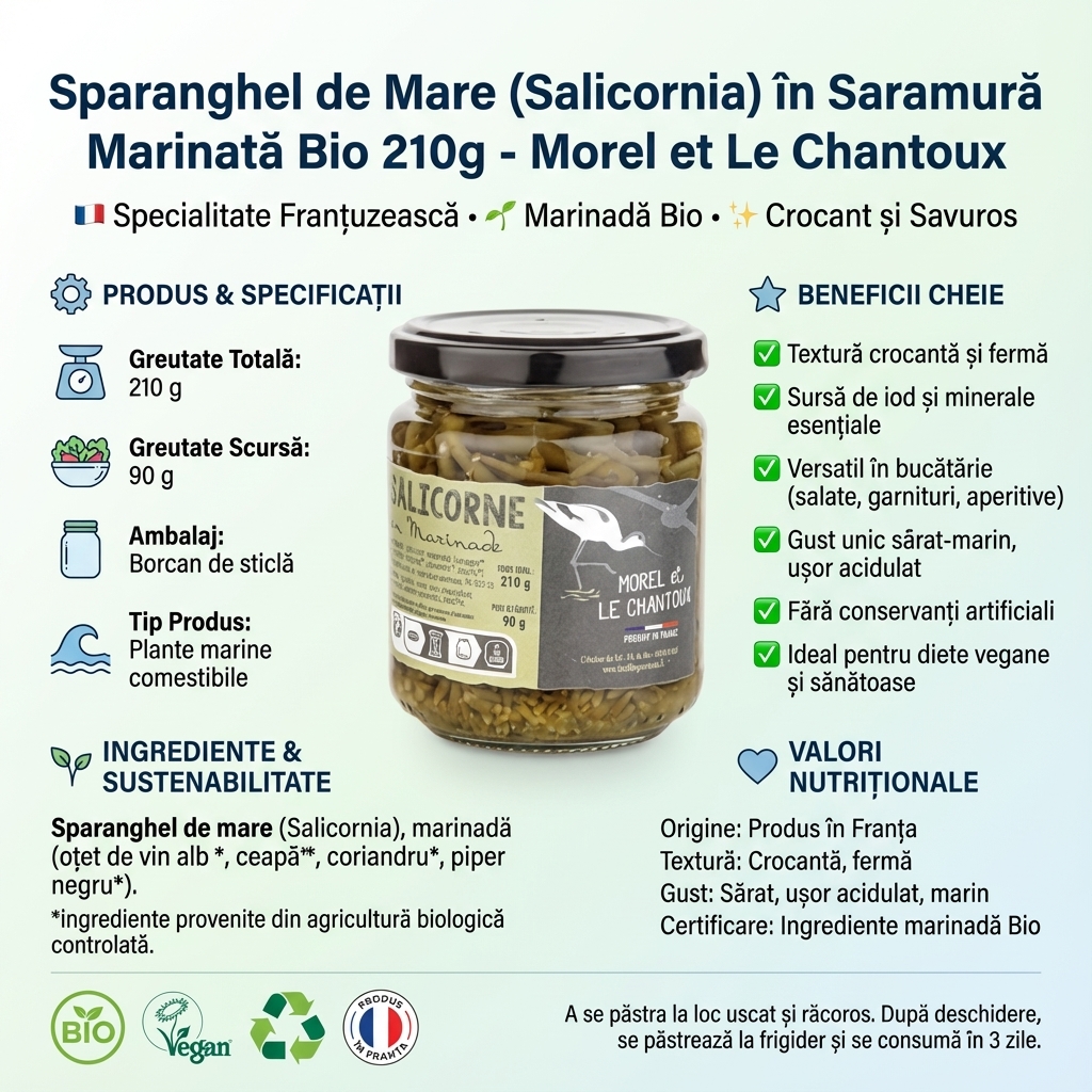 Sparanghel de Mare (Salicornia) în Saramură Marinată Bio 210g - Morel et Le Chantoux 4