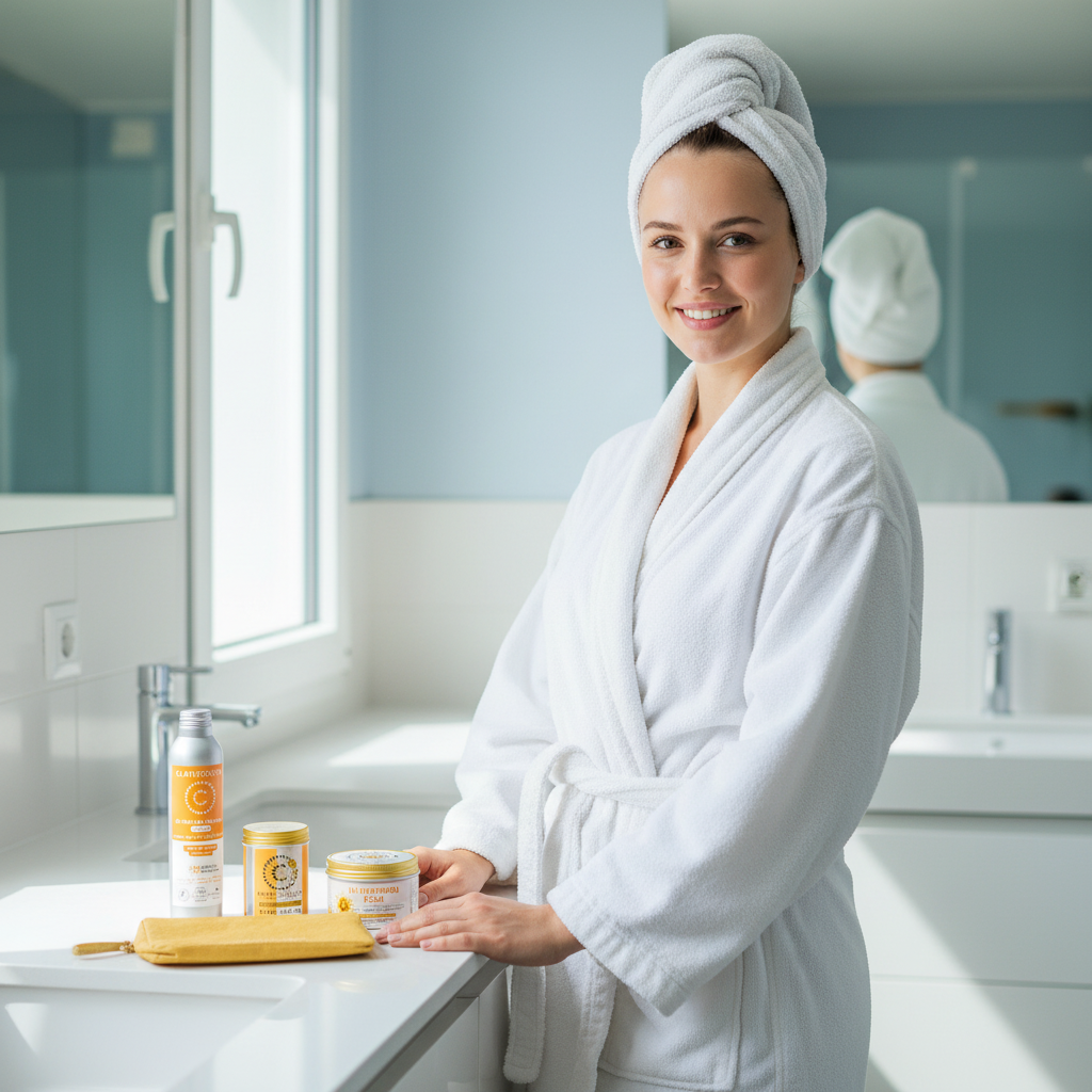 Set Cadou Bio Clarification: Gel de Duș Pudră, Exfoliant Facial și Geantă Cosmetică Sustenabilă 3