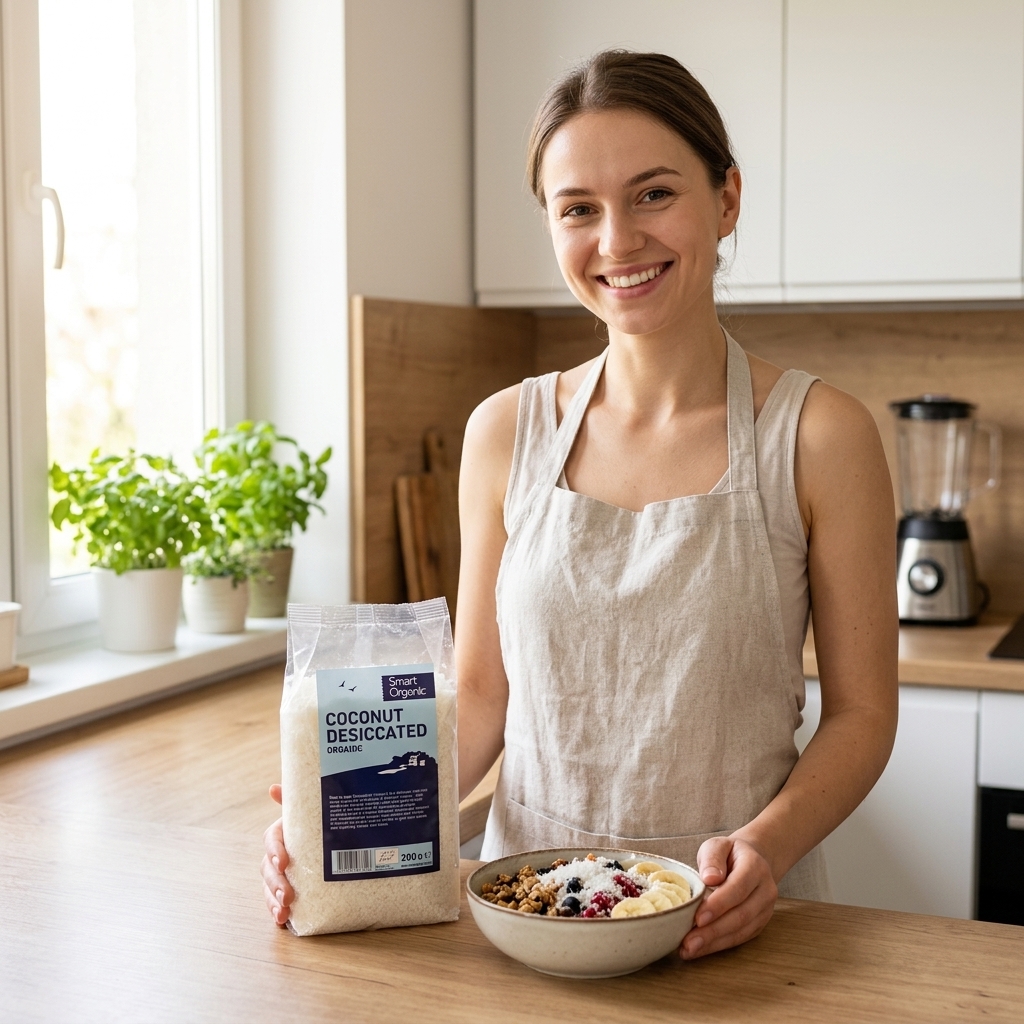 Nucă de Cocos Măcinată Bio 200g Smart Organic - Răzuită Fin pentru Deserturi și Rețete Raw-Vegan 3