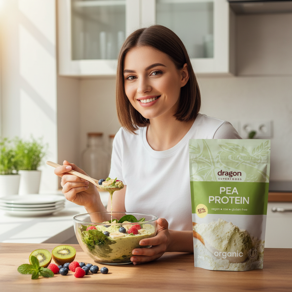 Pudră Proteică din Mazăre Galbenă Bio (82% Proteine) - Dragon Superfoods 200g 3