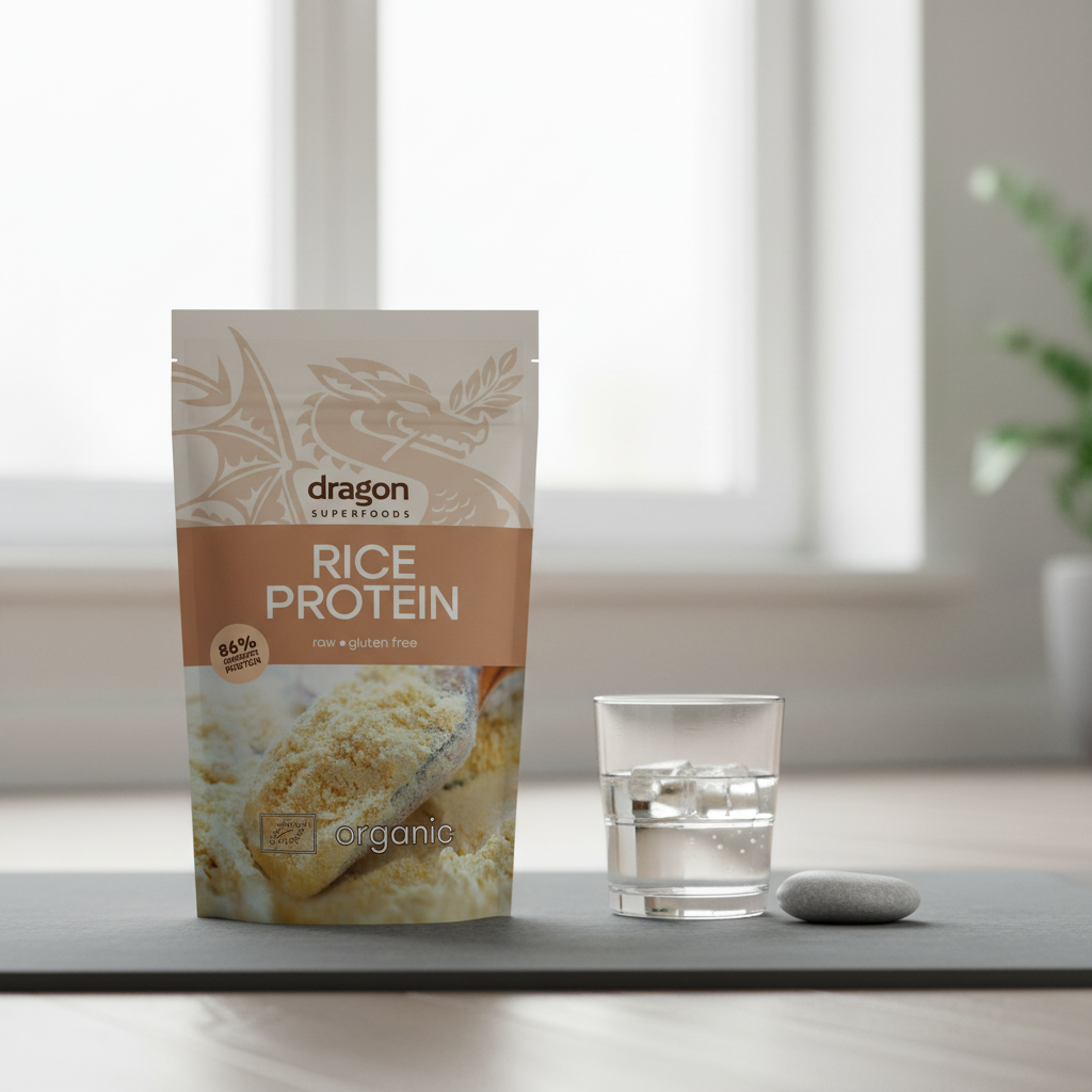 Pudră Proteică din Orez Bio 200g Dragon Superfoods - Sursă Completă de Proteină Vegetală Fără Gluten