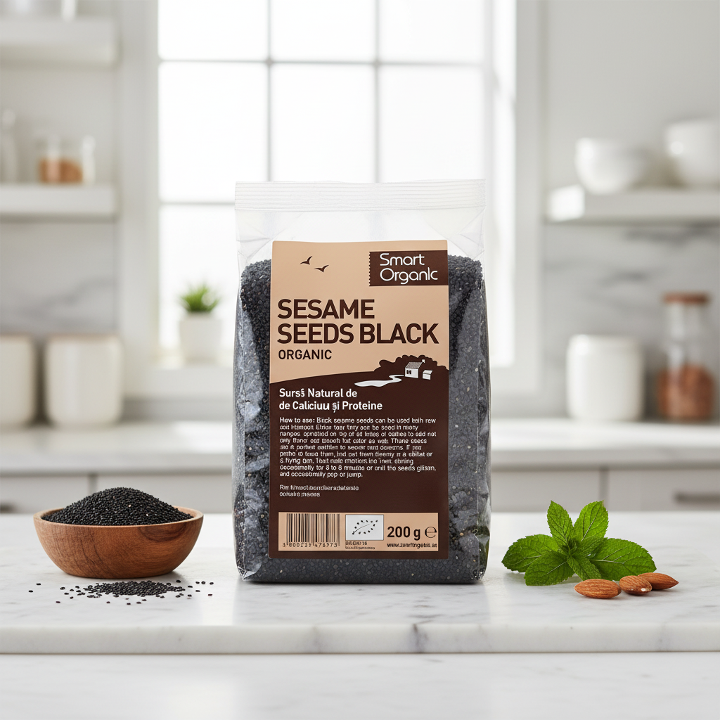 Semințe de Susan Negru Bio Smart Organic - Sursă Naturală de Calciu și Proteine (200g)