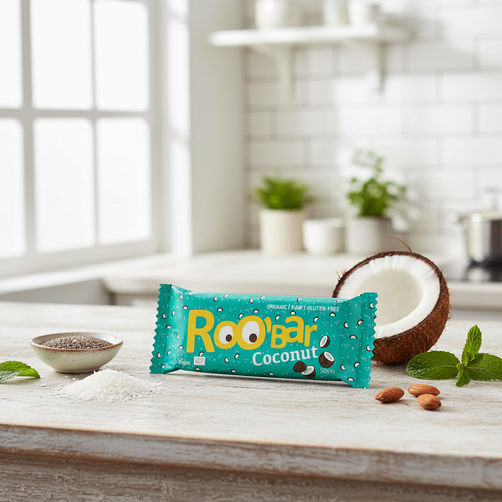 Baton Raw Vegan cu Cocos și Chia Roobar - Snack Bio Energizant 30g 2