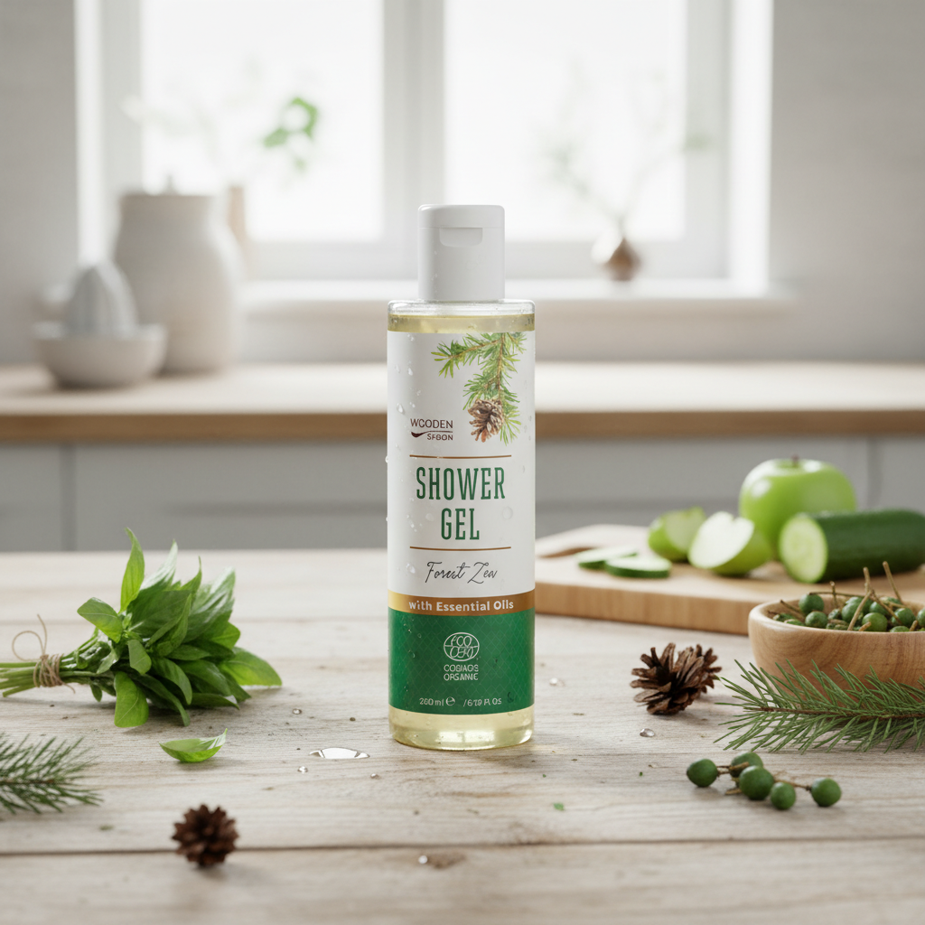 Gel de Duș Organic Forest Zen cu Pin și Busuioc Wooden Spoon 200ml 2