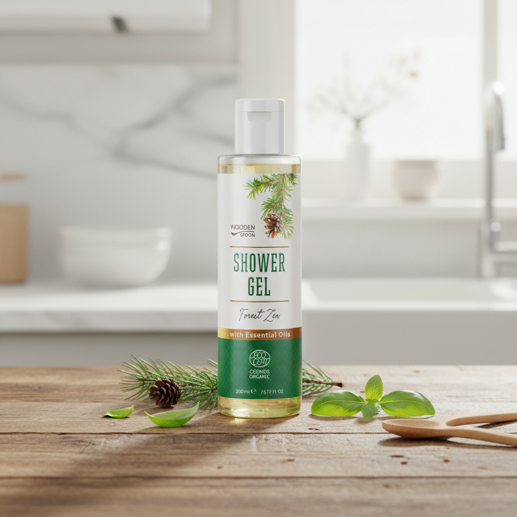 Gel de Duș Organic Forest Zen cu Pin și Busuioc Wooden Spoon 200ml