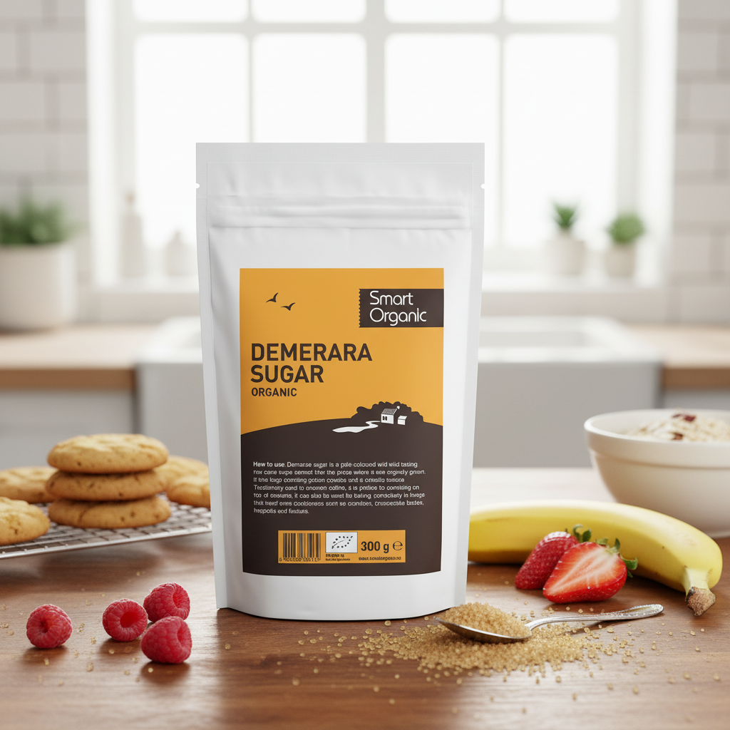 Zahăr Brun Demerara Bio din Trestie, 300g, Smart Organic | Cristale Aurii Crocante 2