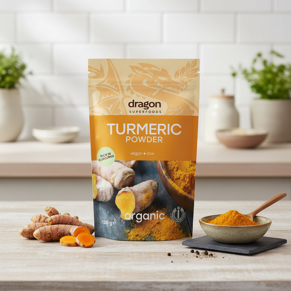 Turmeric (Curcumă) Pudră Bio 150g Dragon Superfoods - Superaliment Antioxidant și Antiinflamator
