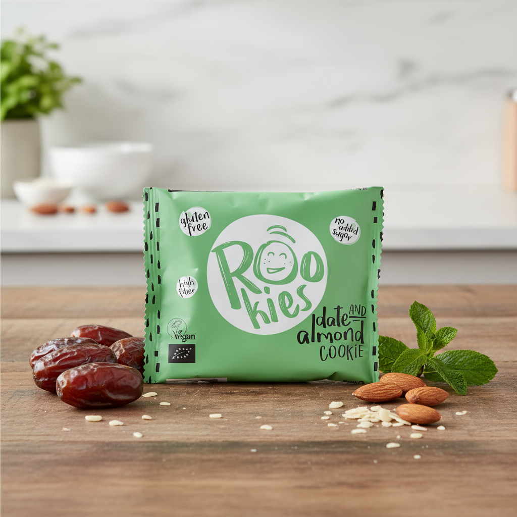 Rookies - Cookie Bio cu Migdale și Curmale, Fără Gluten 40g - Gustare Vegană