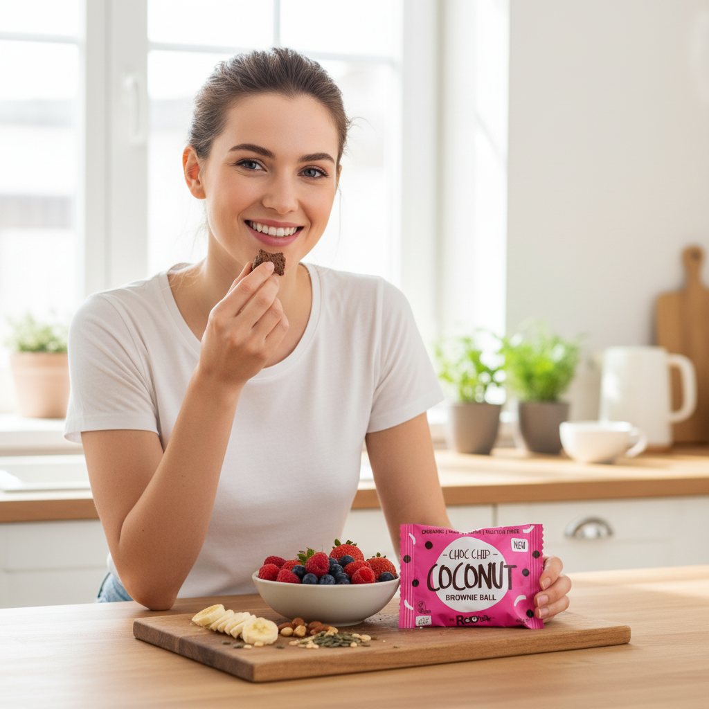 Biluță Brownie cu Cocos și Ciocolată Bio - Roobar, 40g | Gustare Raw Vegan Fără Gluten 3