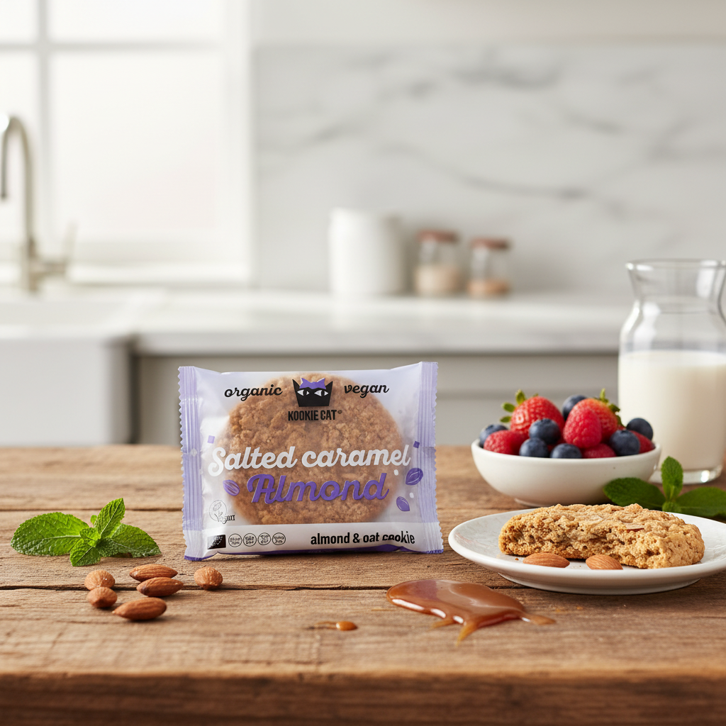 Kookie Cat: Cookie Bio cu Migdale și Caramel Sărat - Vegan & Fără Gluten (50g) 2
