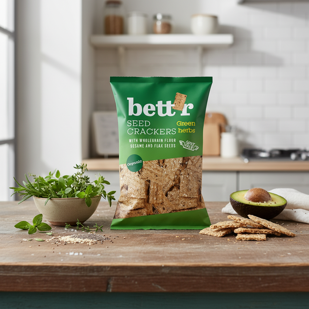 Crackers Integrali Bio cu Ierburi și Semințe Bettr - Gustare Crocantă 150g 2