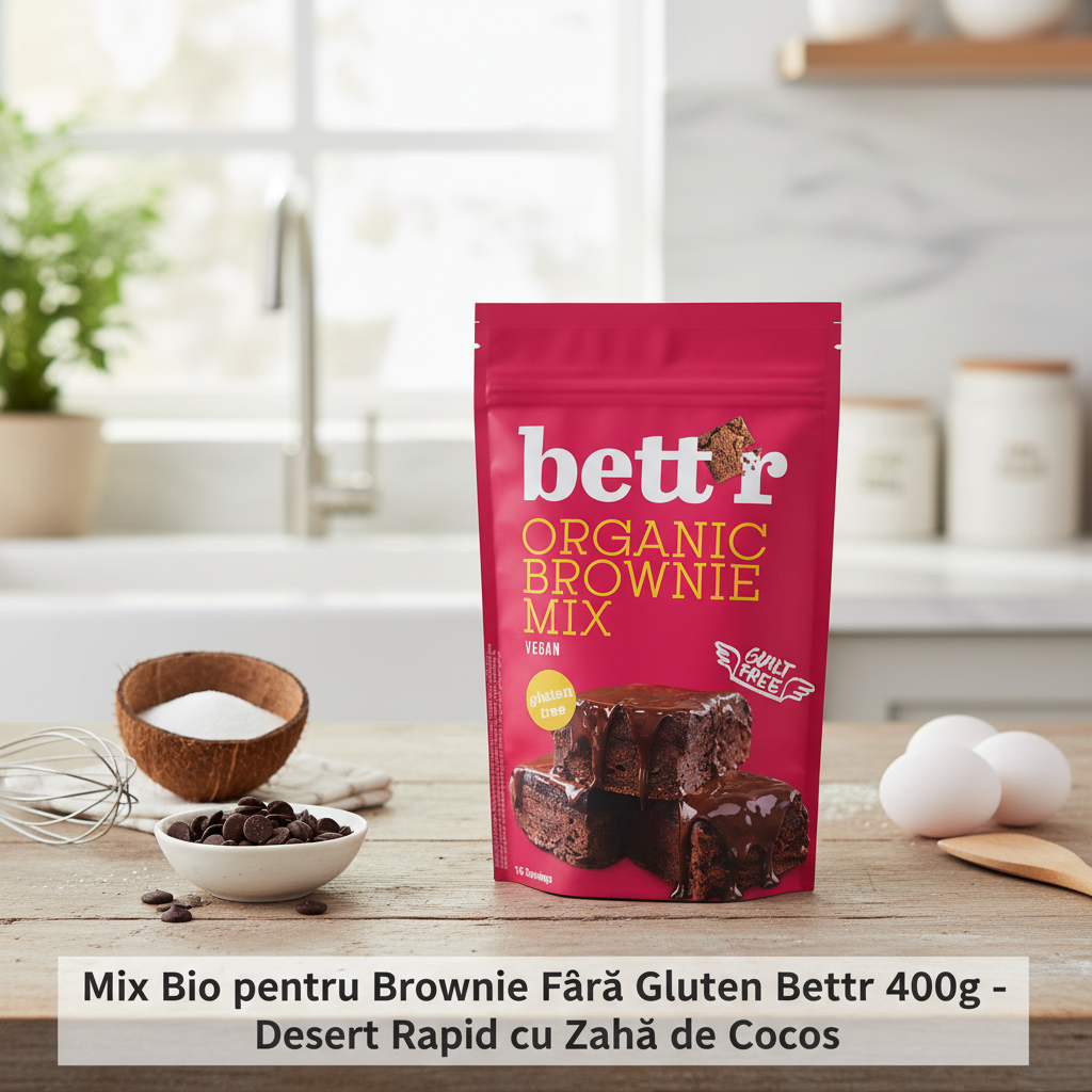 Mix Bio pentru Brownie Fără Gluten Bettr 400g - Desert Rapid cu Zahăr de Cocos