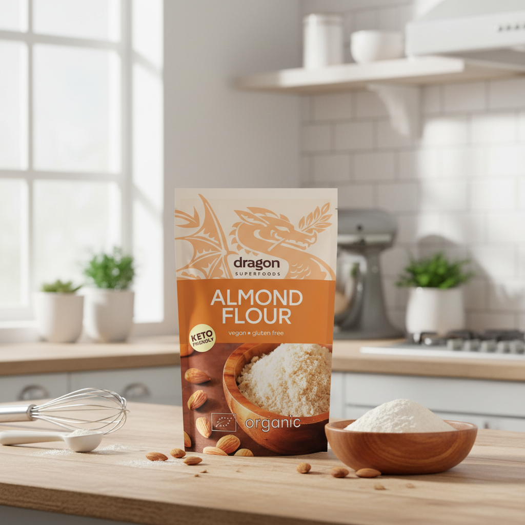 Făină de Migdale Bio Fără Gluten – Textură Fină din Migdale Decojite – 200g Dragon Superfoods