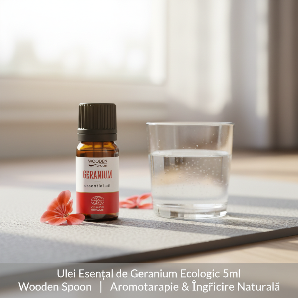 Ulei Esențial de Geranium Ecologic 5ml Wooden Spoon | Aromaterapie & Îngrijire Naturală