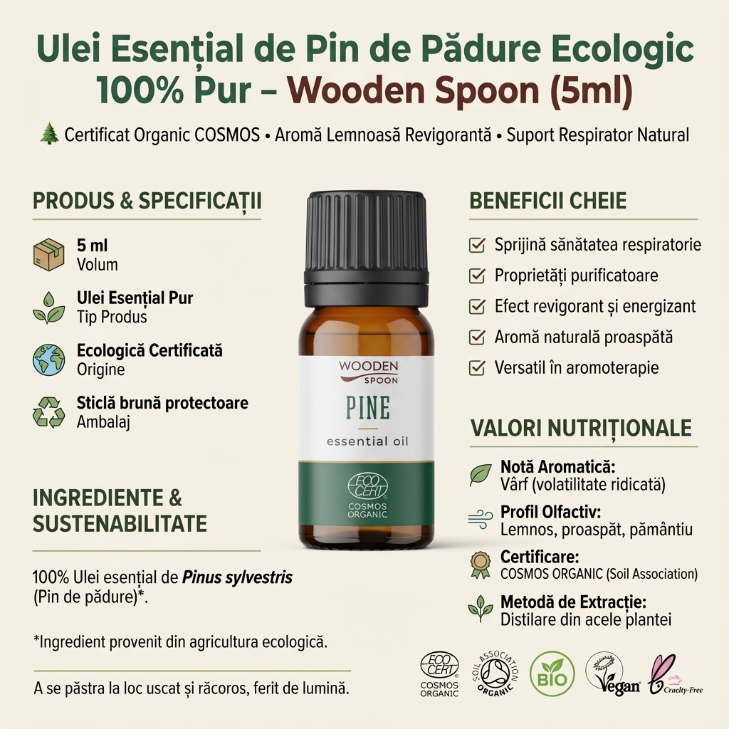 Ulei Esențial de Pin de Pădure Ecologic 100% Pur - Wooden Spoon (5ml) 4
