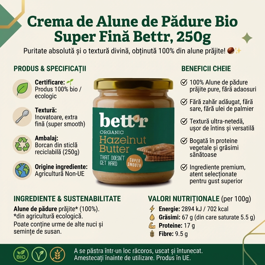 Crema de Alune de Pădure Bio Super Fină Bettr, 250g 4