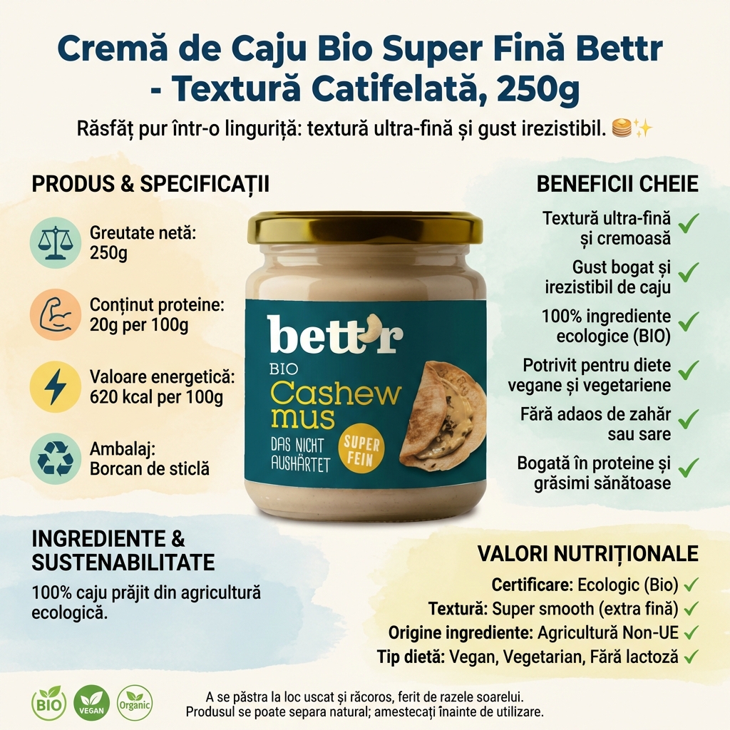 Cremă de Caju Bio Super Fină Bettr - Textură Catifelată, 250g 4