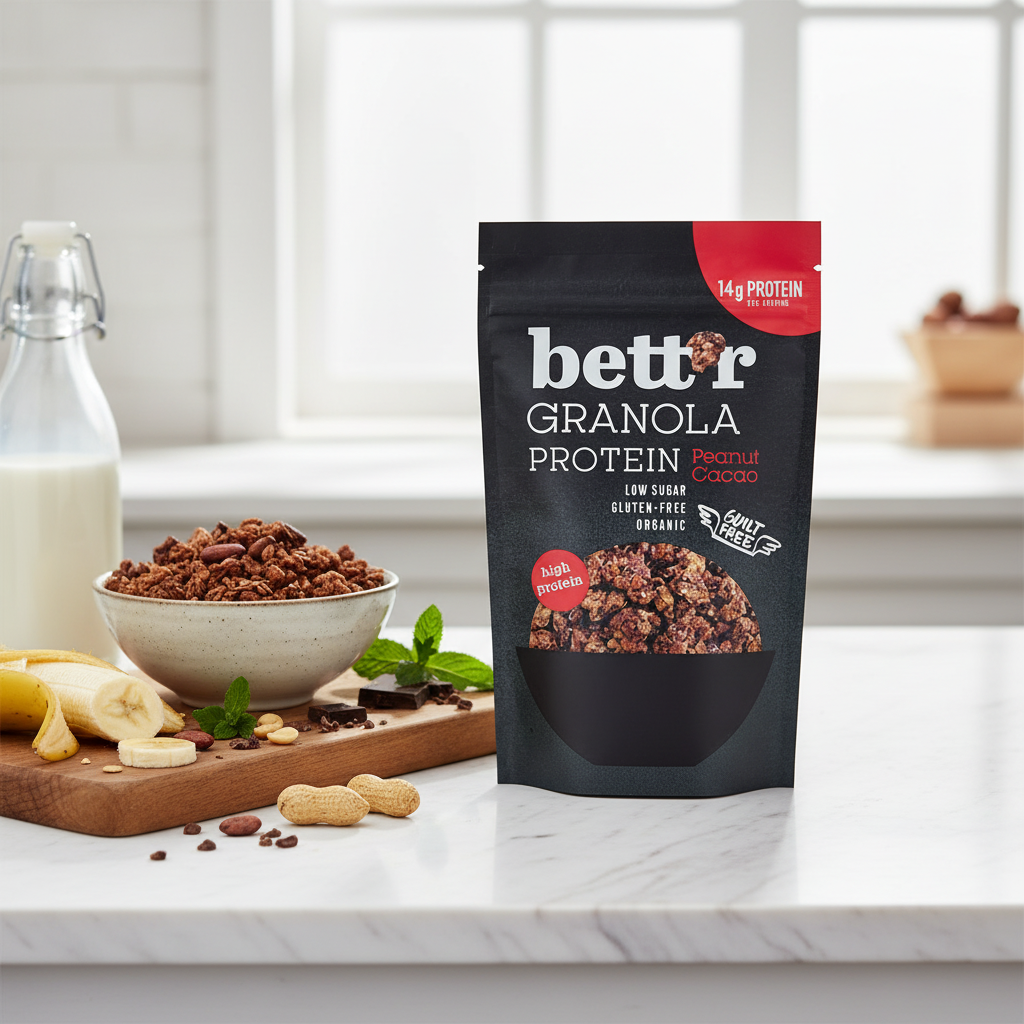Granola Proteică Bio cu Arahide și Cacao Fără Gluten - Bettr 300g 2