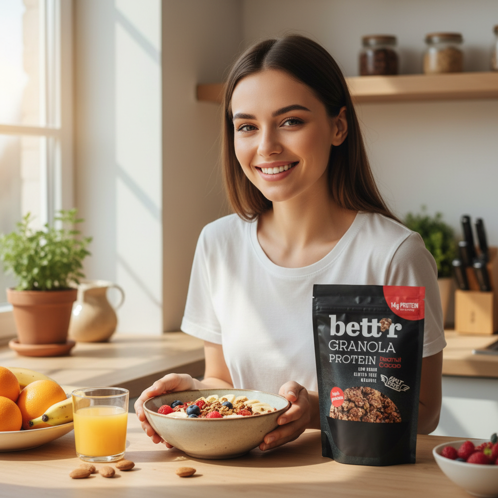 Granola Proteică Bio cu Arahide și Cacao Fără Gluten - Bettr 300g 3
