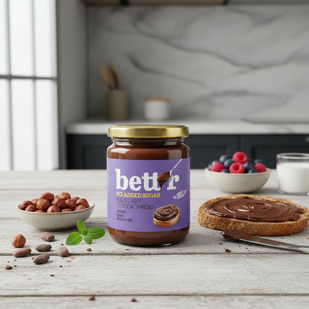 Cremă Bio de Alune de Pădure și Cacao Fără Zahăr Adăugat Bettr, 250g 2