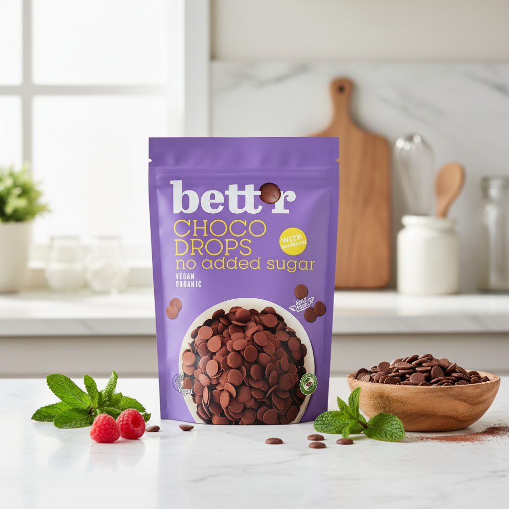 Choco Drops Bio cu Eritritol Fără Zahăr Adăugat Bettr - Chipsuri de Ciocolată Vegane 200g 2