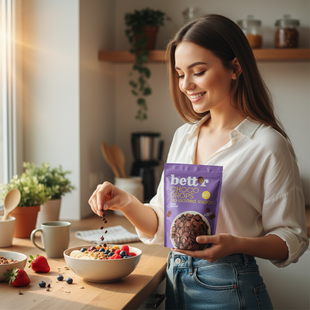 Choco Drops Bio cu Eritritol Fără Zahăr Adăugat Bettr - Chipsuri de Ciocolată Vegane 200g 3