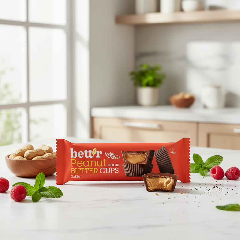 Praline Bio cu Unt de Arahide Bettr - Peanut Butter Cups 3 x 13g - Desert Vegan și Fără Gluten 2